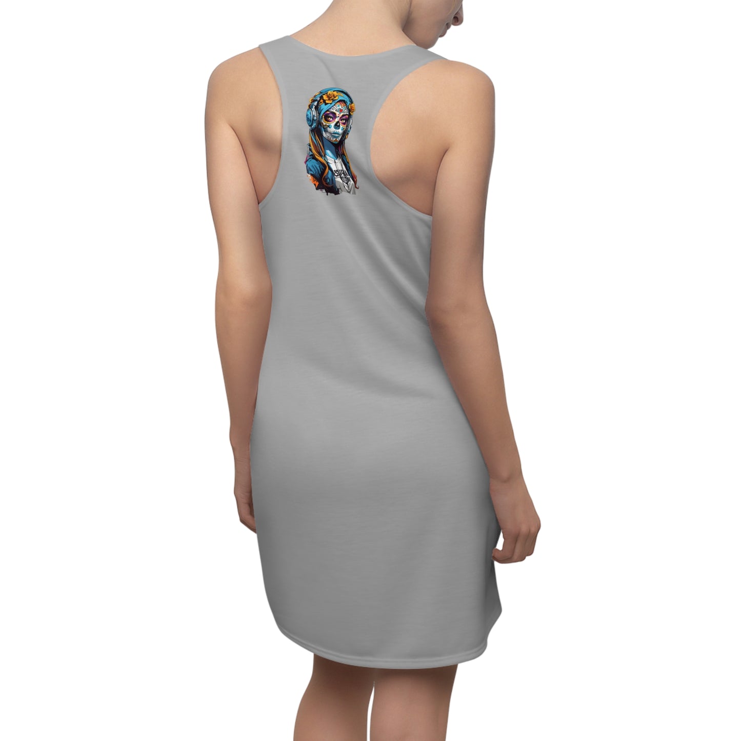 Guitar Women's Cut and Sew Racerback Dress Light Grey