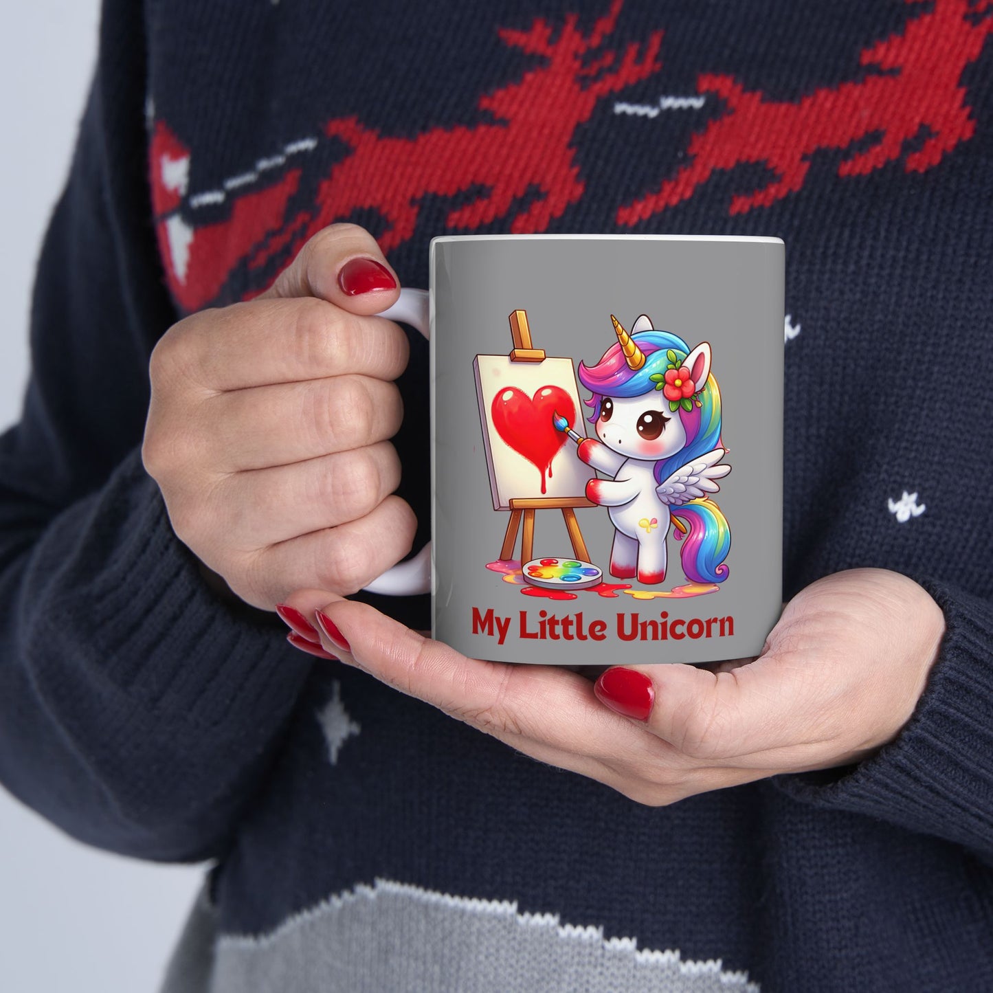 My Little Unicorn Heart Mug 11-15 Ounces Grey