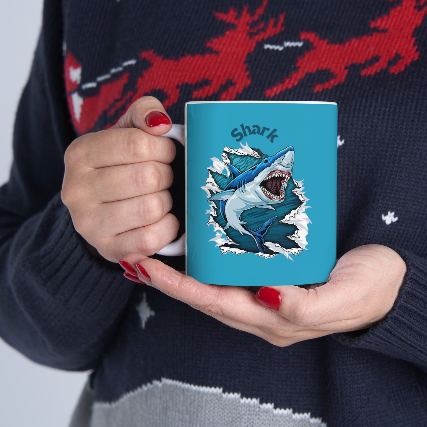 Shark Mug 11 Ounces Turquoise