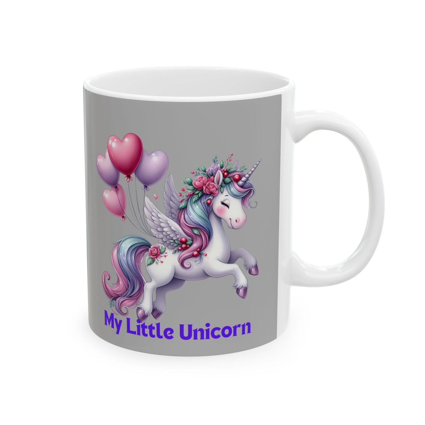 My Little Unicorn Horse Mug 11-15 Ounces Light Grey