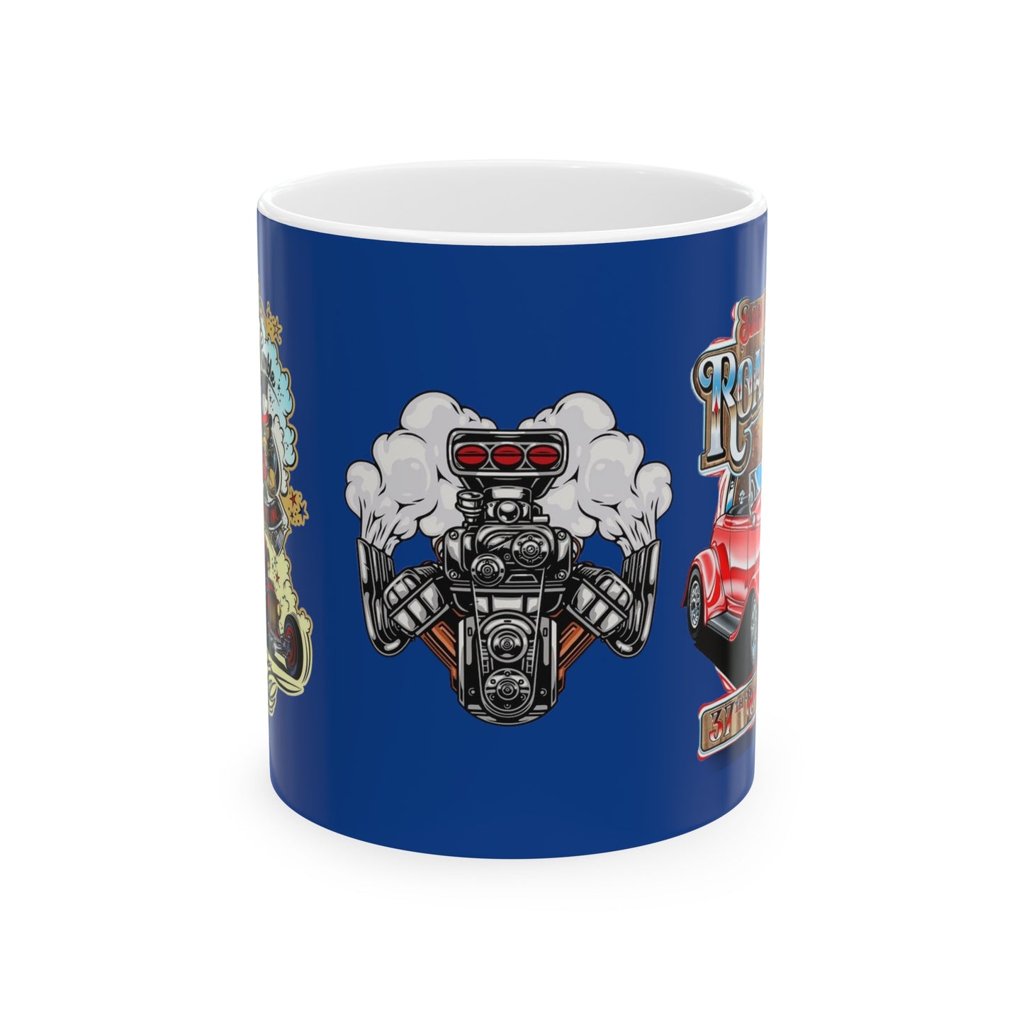 Roadsters Engine Mug 11 Ounces Dark Blue