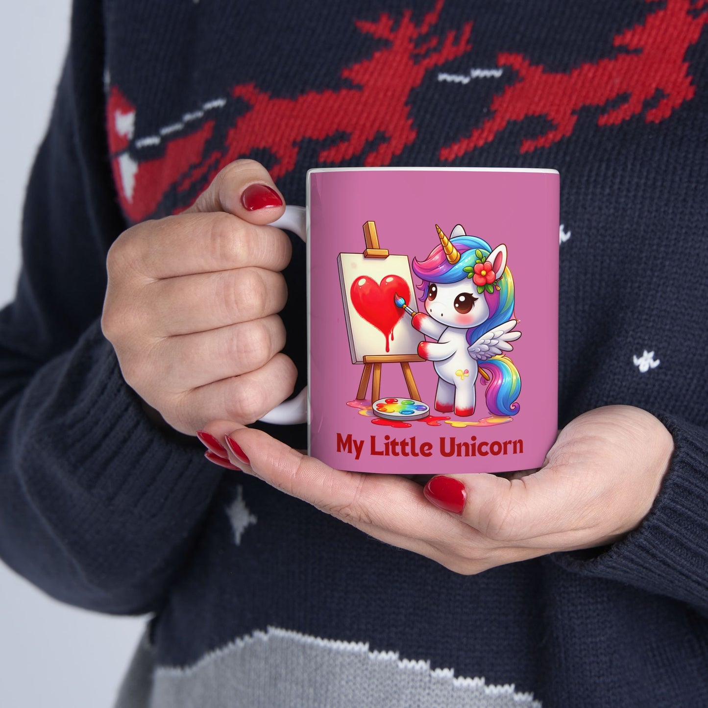 My Little Unicorn Heart Mug 11-15 Ounces Light Pink
