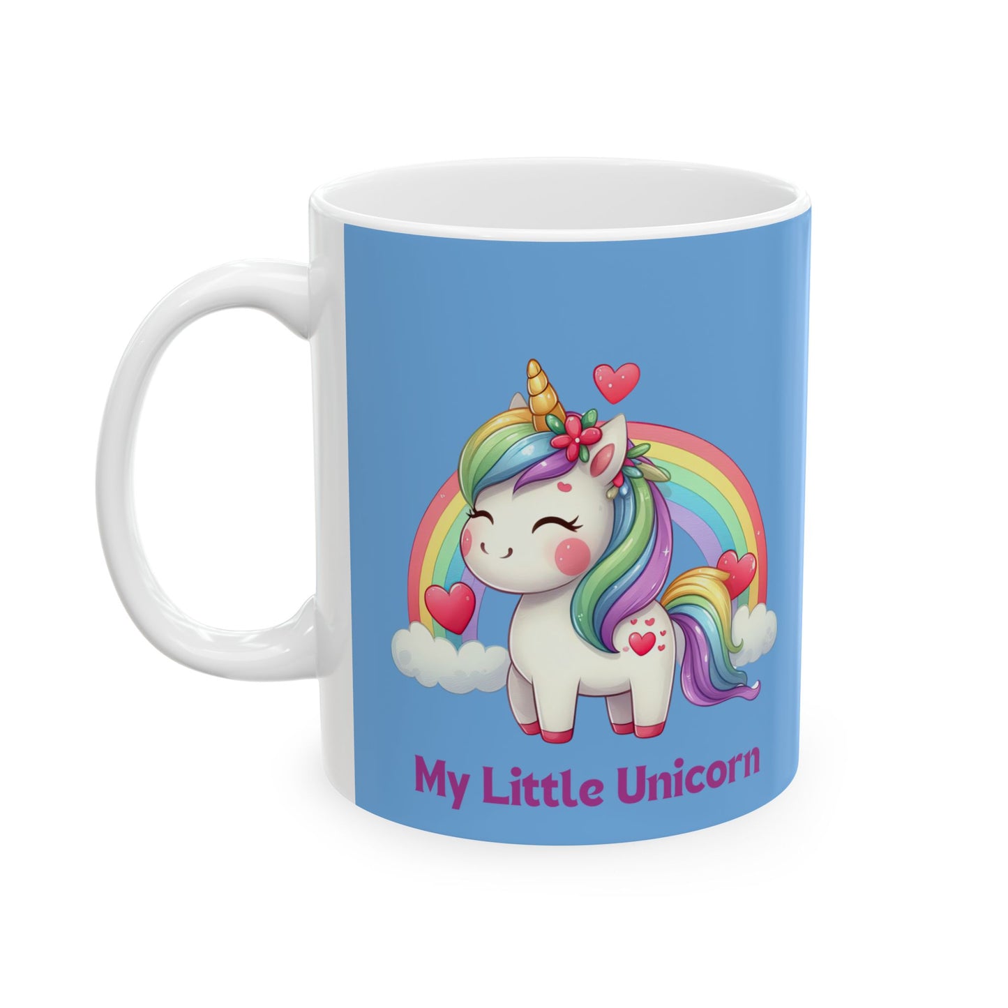 My Little Unicorn Rainbow Mug 11-15 Ounces Light Blue