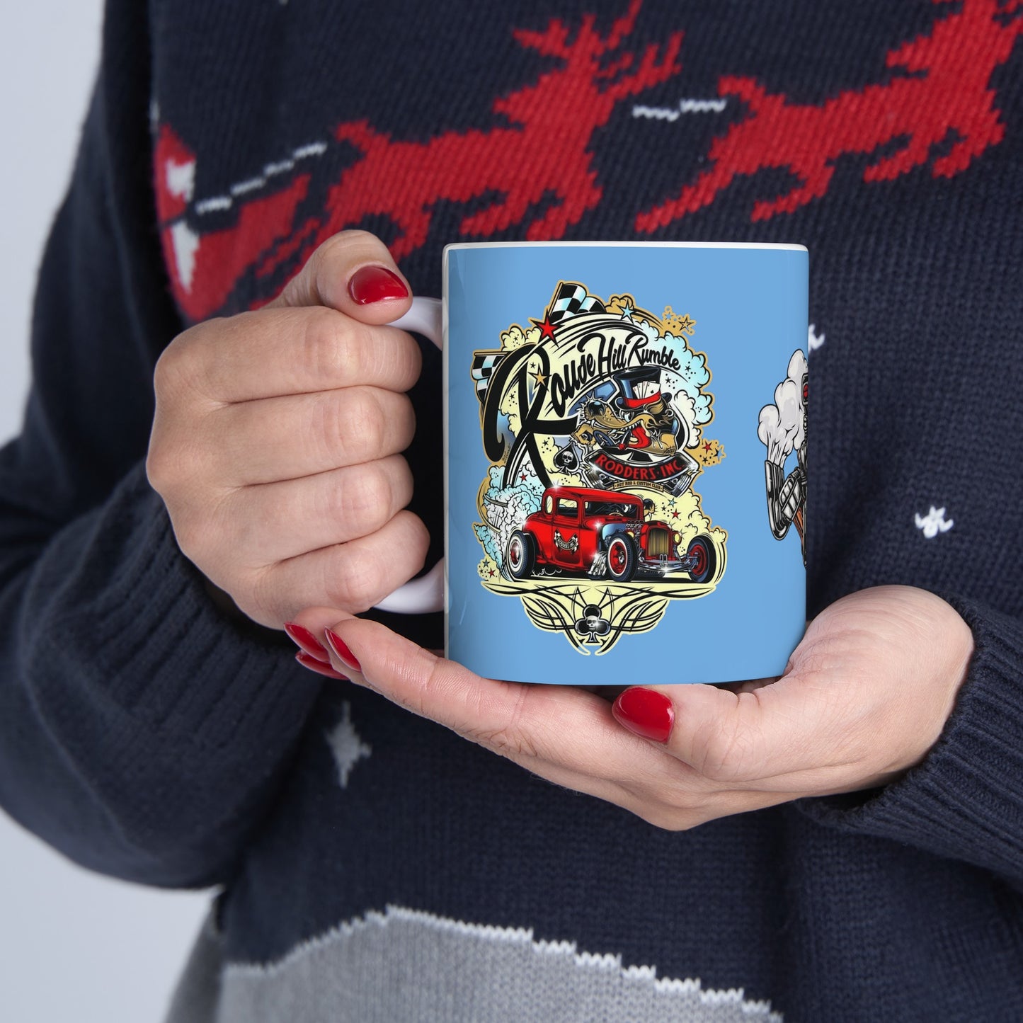 Roadsters Engine Mug 11 Ounces Light Blue