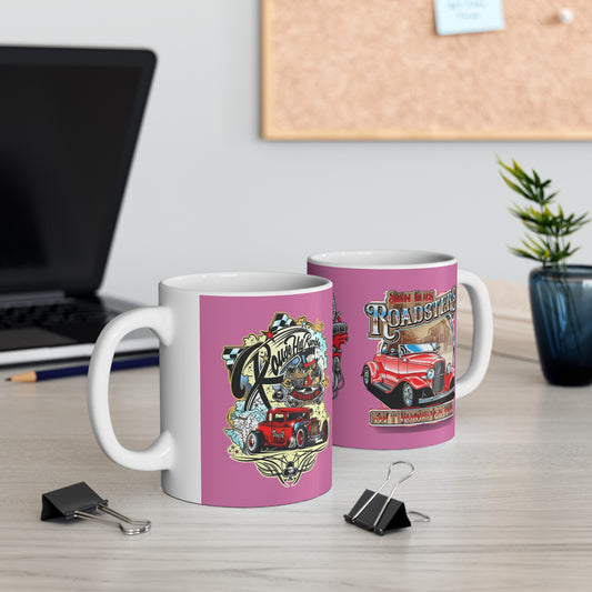 Roadsters Heart Engine Mug 11 Ounces Light Pink