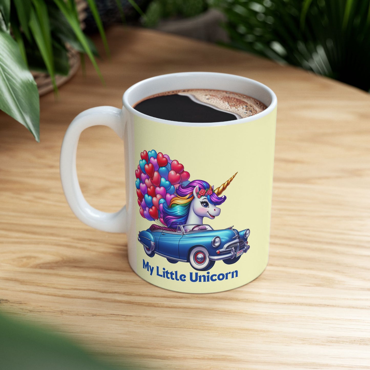 My Little Unicorn Blue Car Mug 11-15 Ounces Yellow