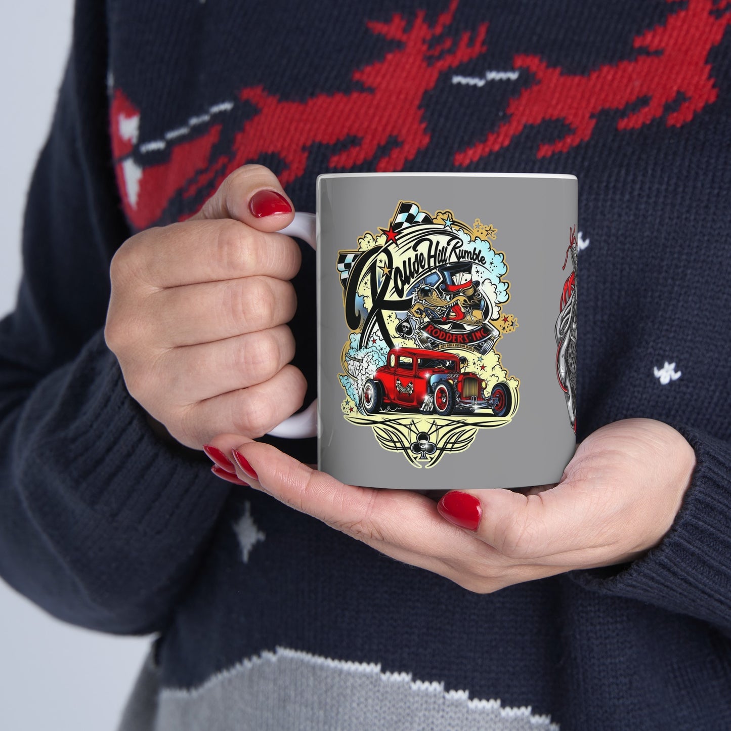 Roadsters Heart Engine Mug 11 Ounces Grey