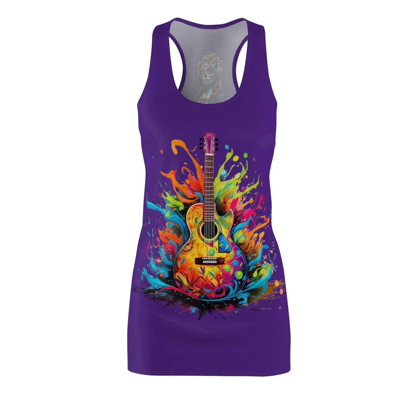 Guitar Women's Cut and Sew Racerback Dress Dark Purple