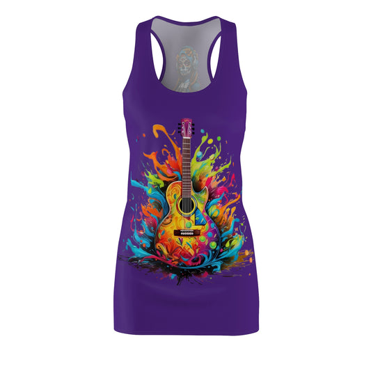 Guitar Women's Cut and Sew Racerback Dress Dark Purple