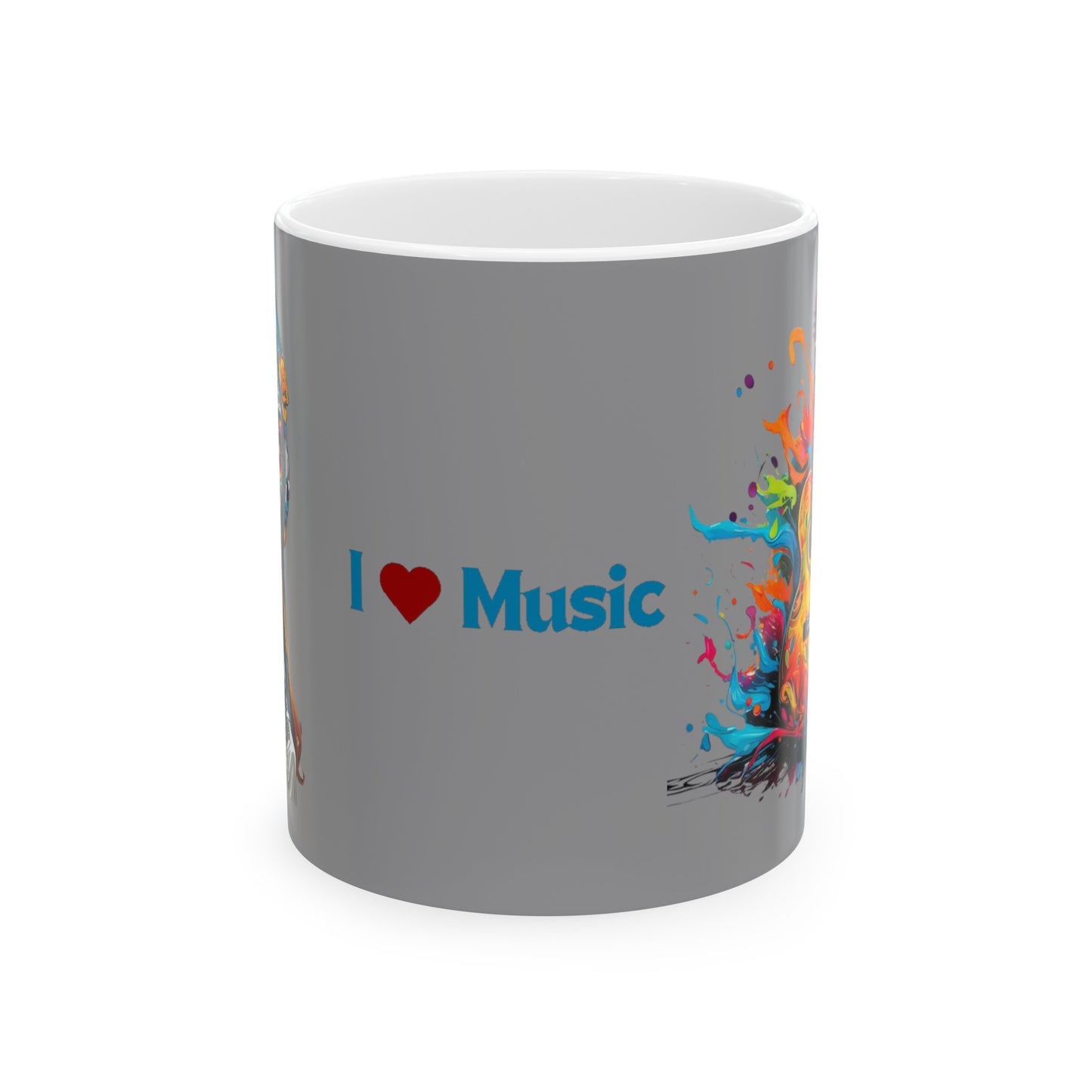 I Love Music Mug 11 Ounces Grey