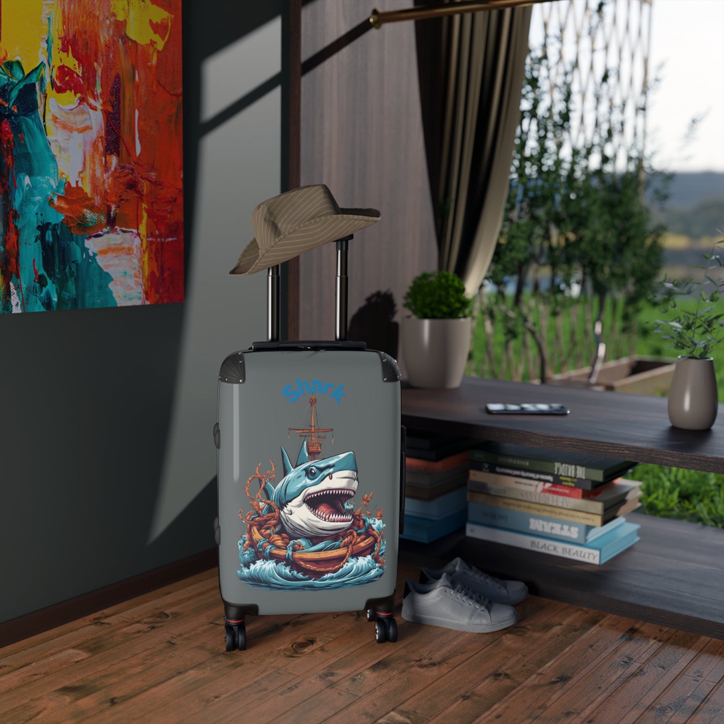 Sailing Shark Suitcase Dark Grey