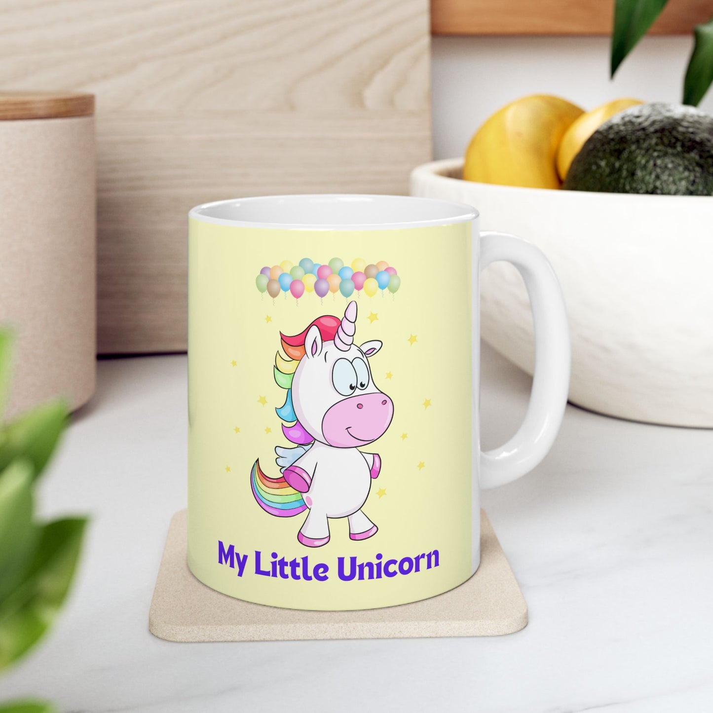 My Little Unicorn Balloons Mug 11-15 Ounces Yellow