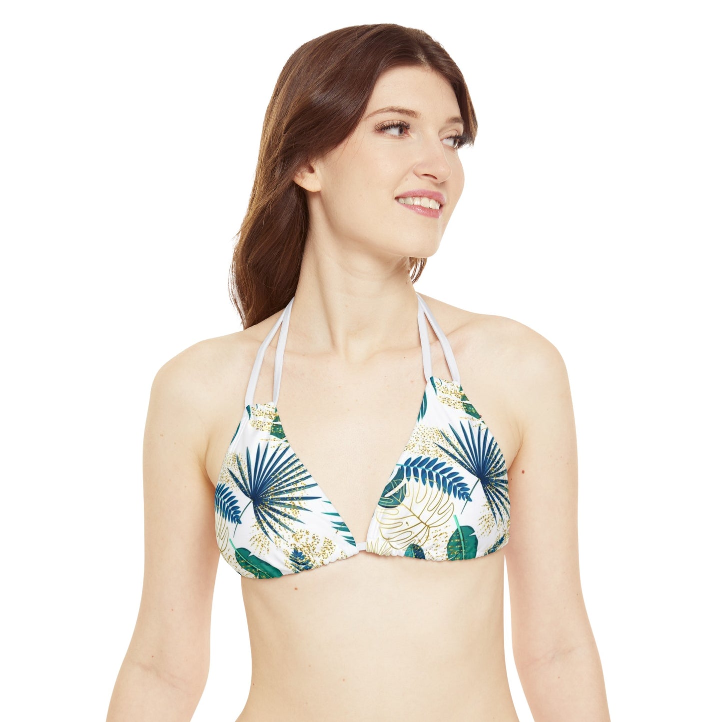 Leaves Strappy Bikini Set Sand