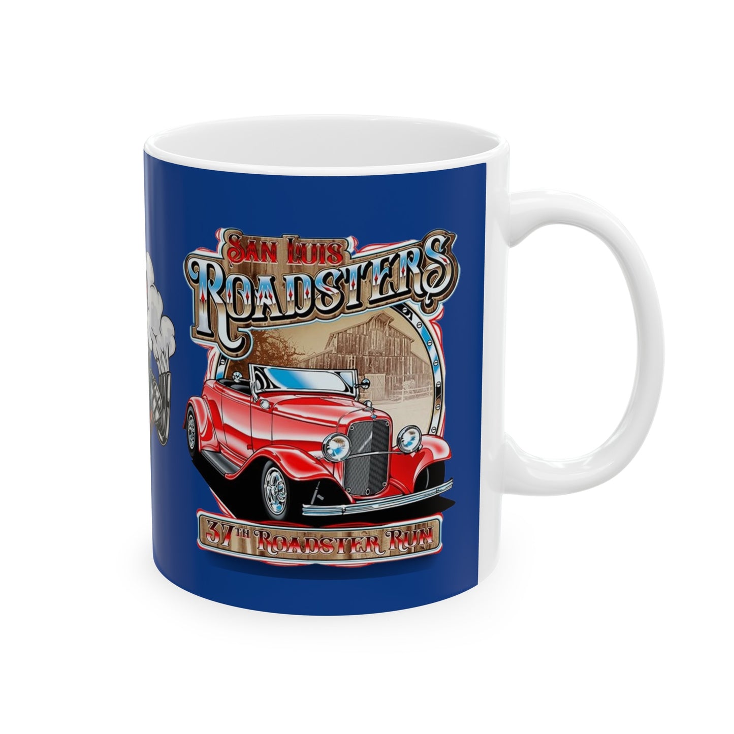 Roadsters Engine Mug 11 Ounces Dark Blue