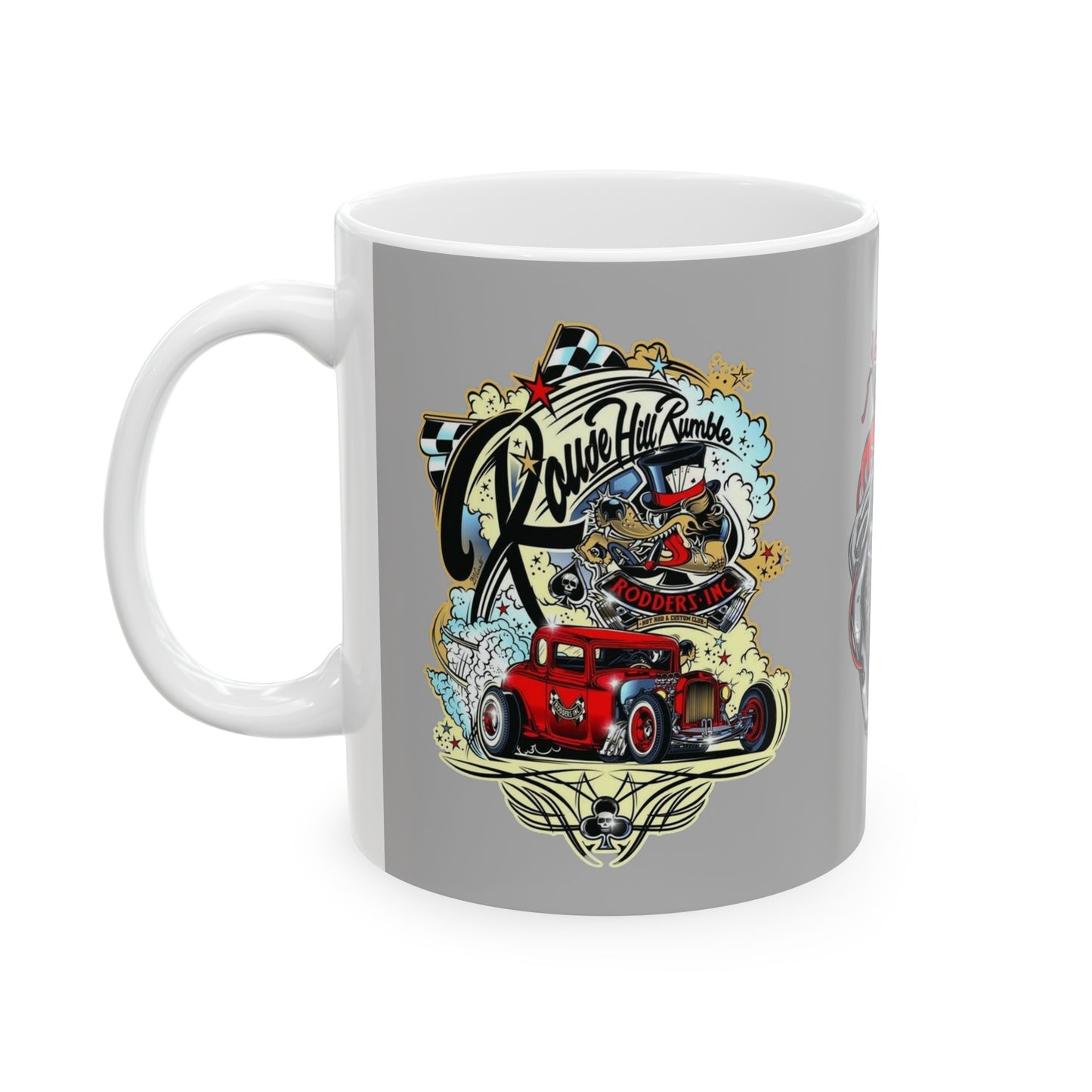 Roadsters Heart Engine Mug 11 Ounces Light Grey