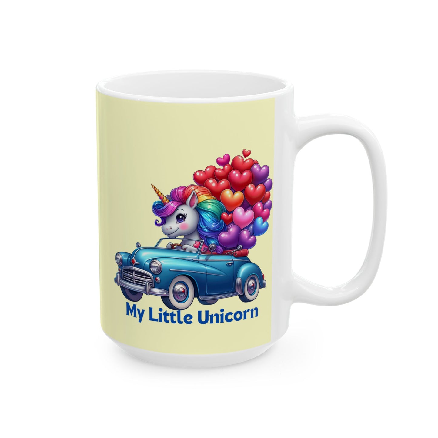 My Little Unicorn Blue Car Mug 11-15 Ounces Yellow