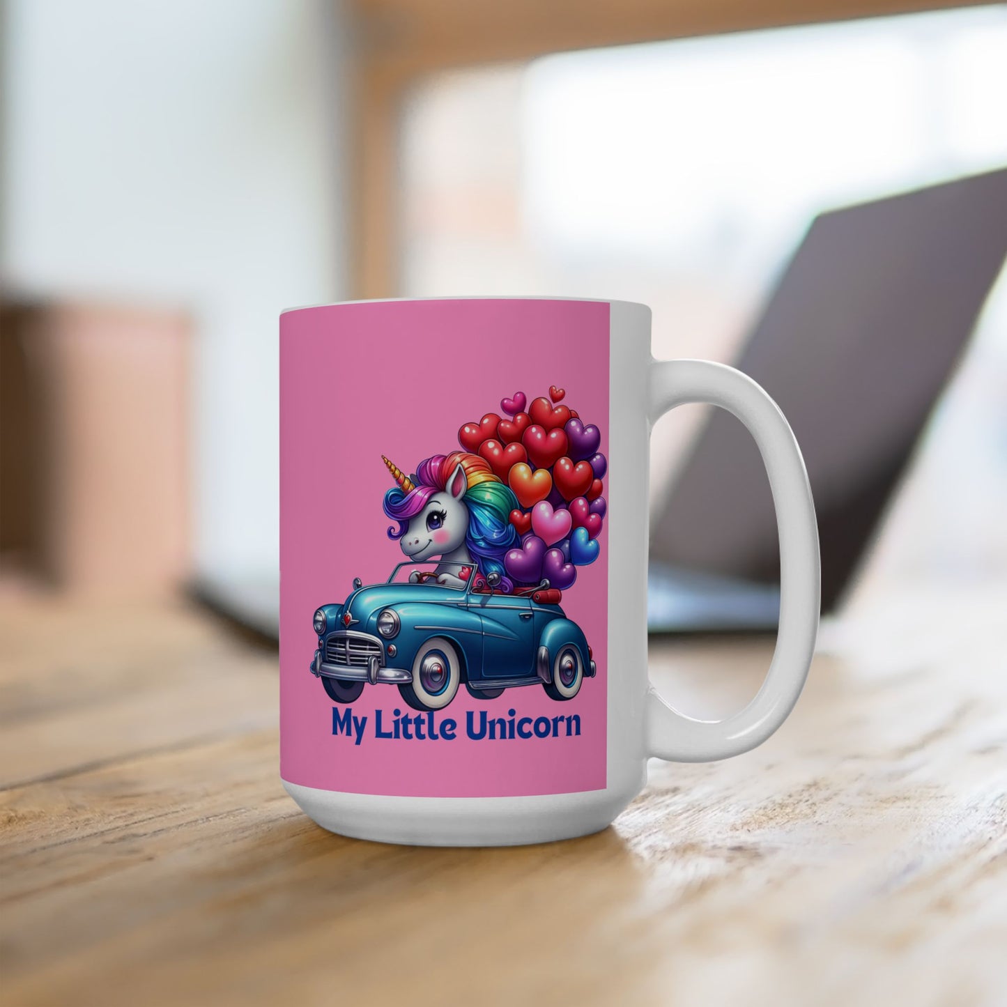 My Little Unicorn Blue Car Mug 11-15 Ounces Pink