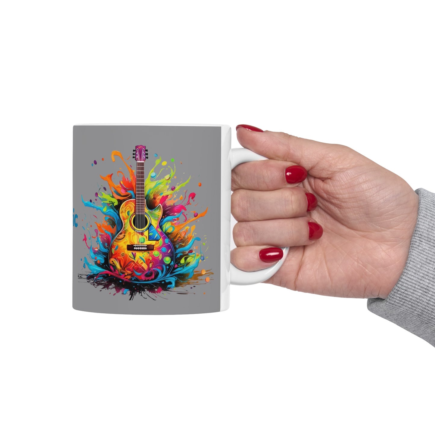 I Love Music Mug 11 Ounces Grey