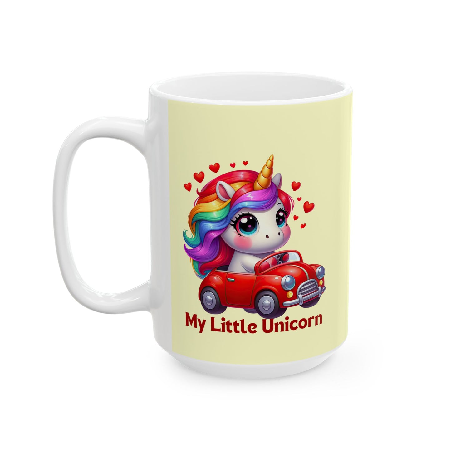 My Little Unicorn Red Car Mug 11-15 Ounces Yellow