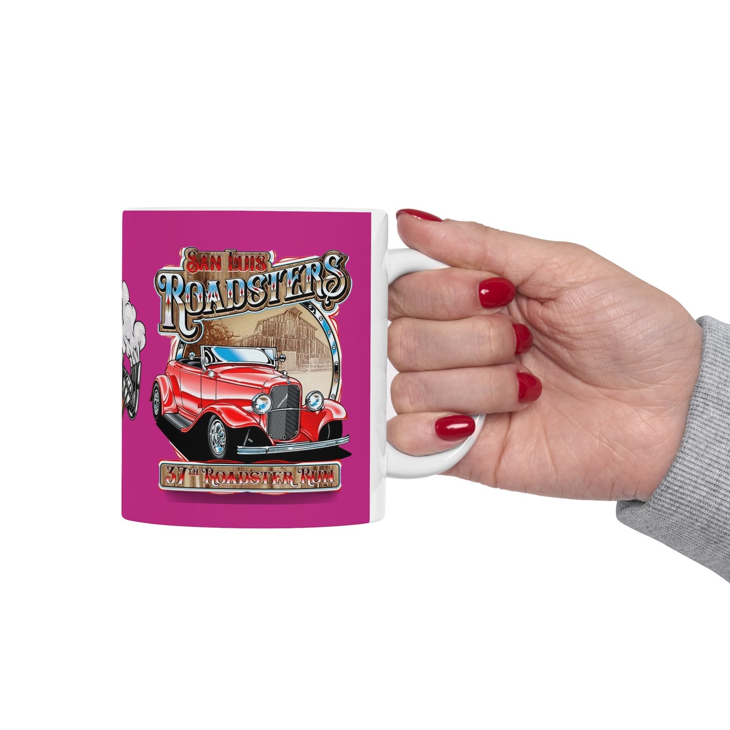 Roadsters Engine Mug 11 Ounces Pink