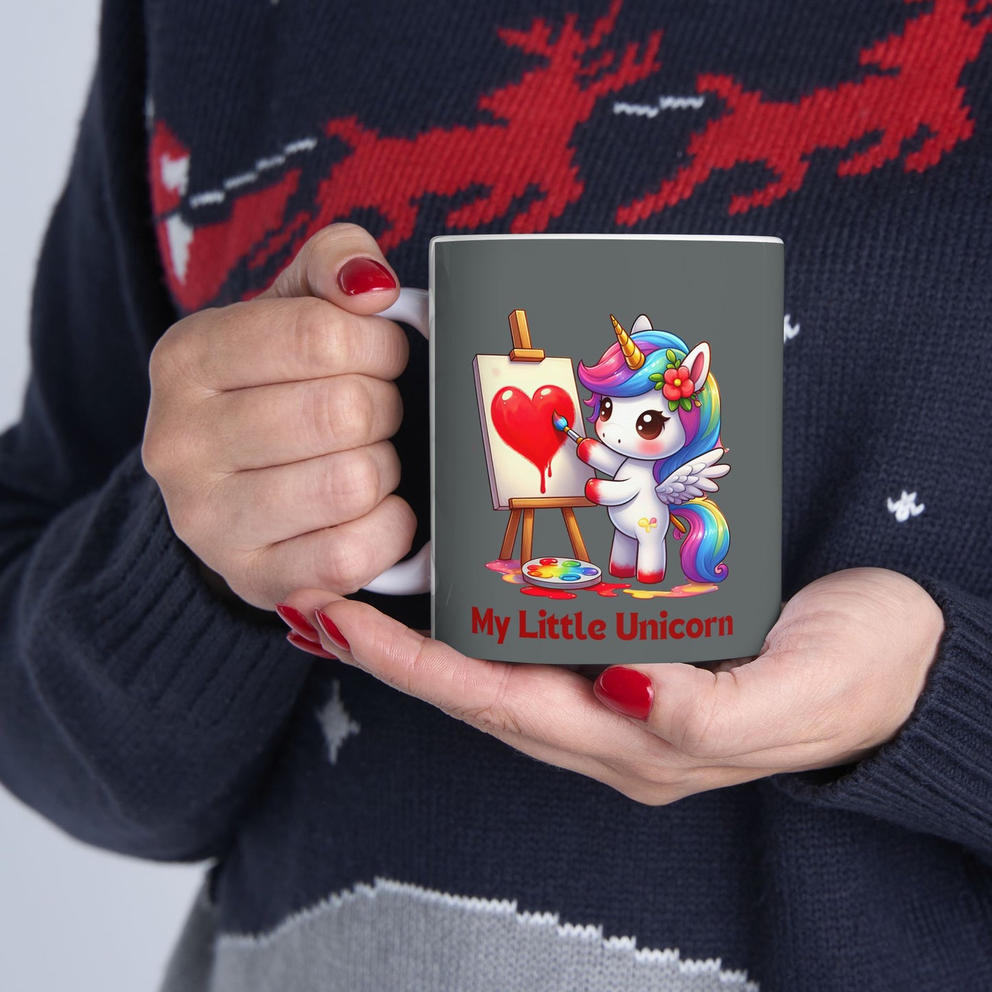 My Little Unicorn Heart Mug 11-15 Ounces Dark Grey