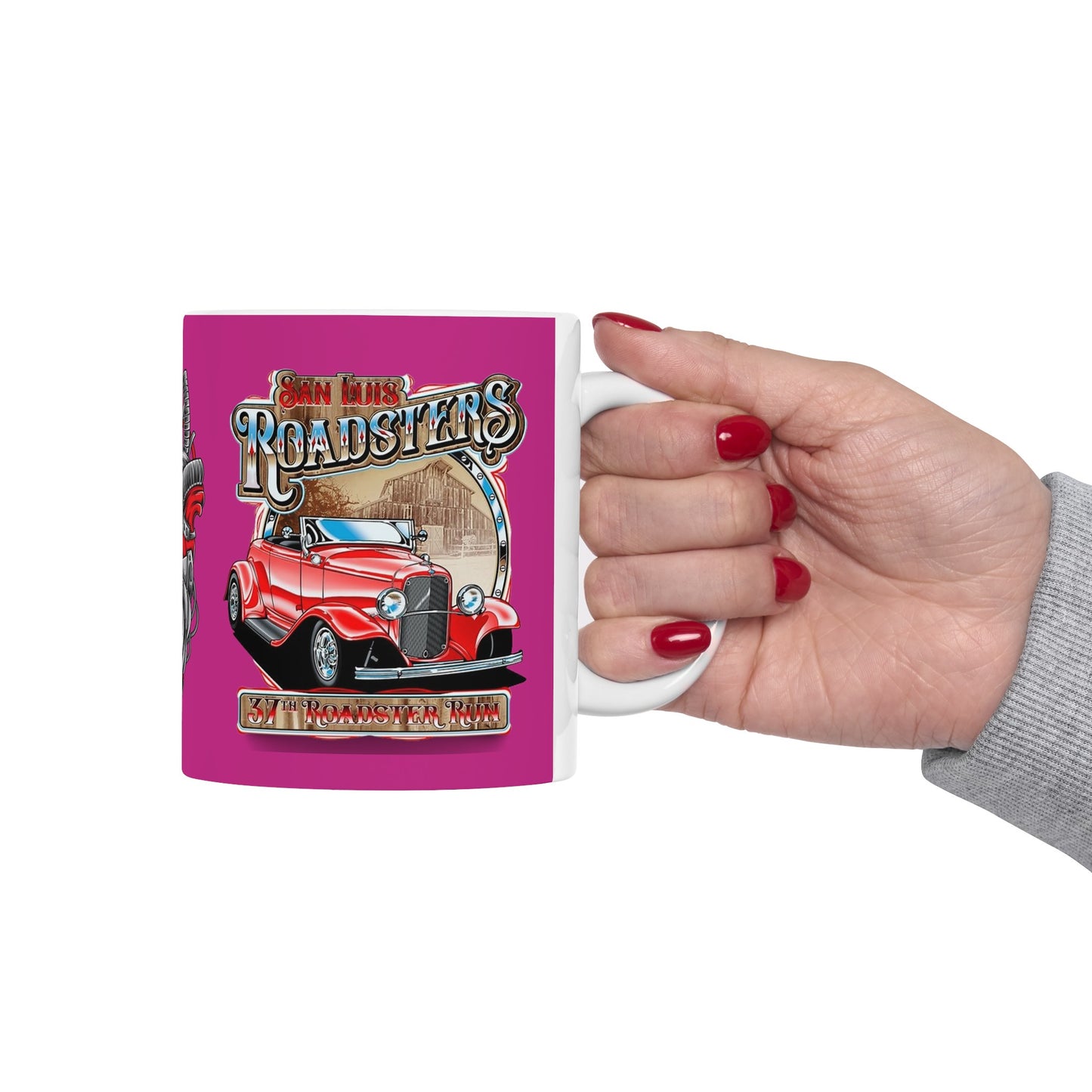 Roadsters Heart Engine Mug 11 Ounces Pink