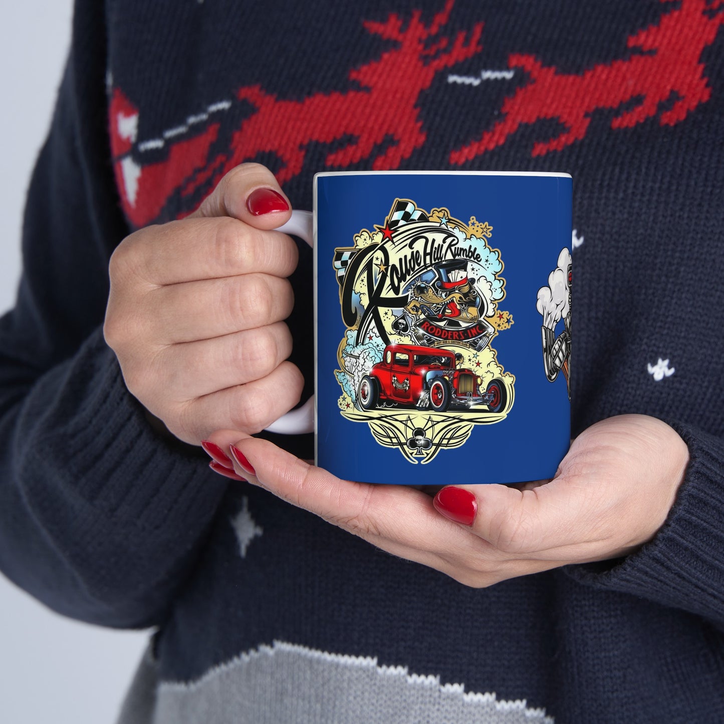 Roadsters Engine Mug 11 Ounces Dark Blue
