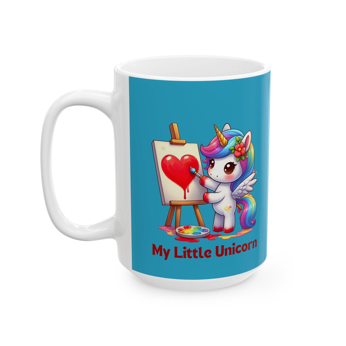 My Little Unicorn Heart Mug 11-15 Ounces Turquoise