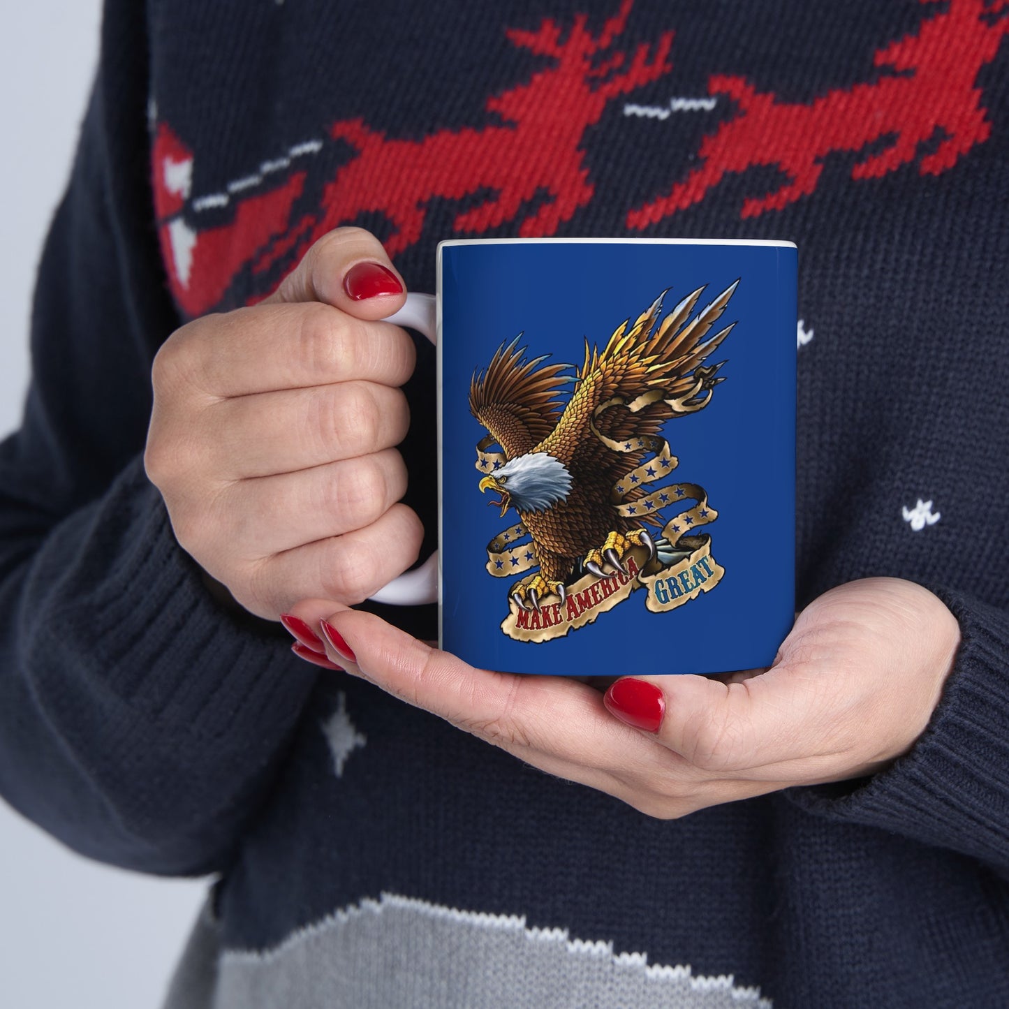Eagle Make America Great Mug 11 Ounces Dark Blue
