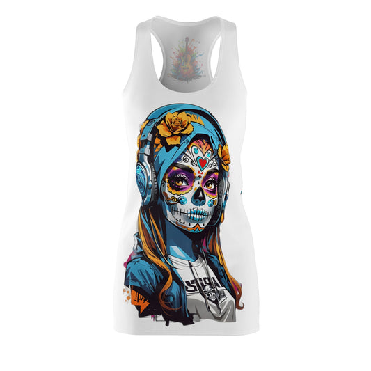 Face Music Women's Cut and Sew Racerback Dress White