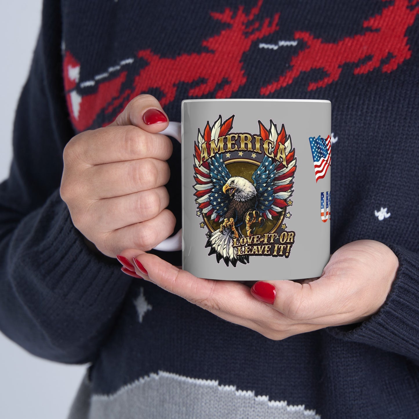 Eagle Usa Mug 11 Ounces Light Grey