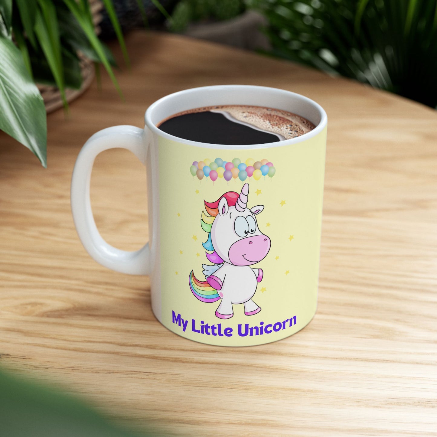Little Unicorn Balloons Mug 11-15 Ounces Yellow