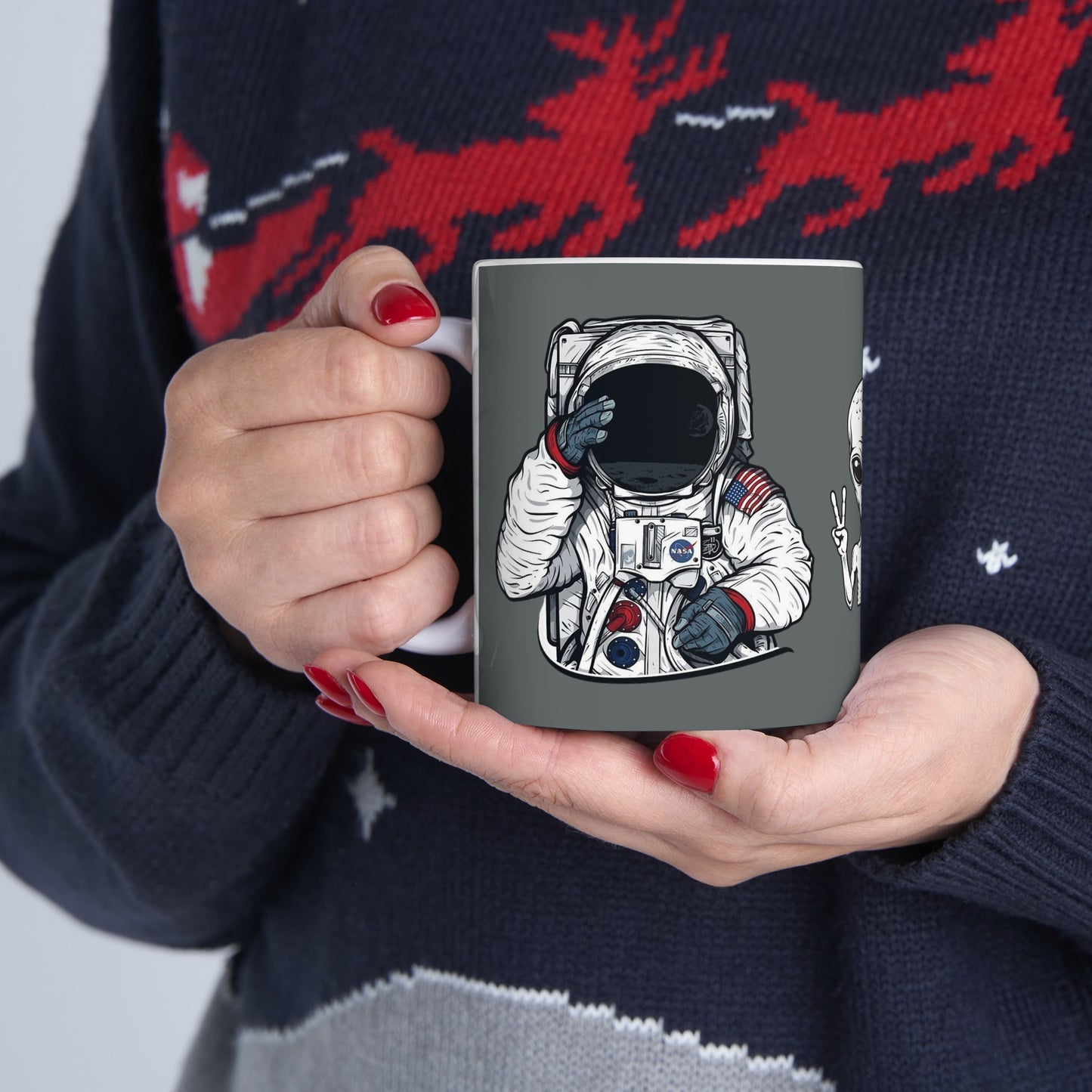 Nasa Alien Mug 11 Ounces Dark Grey