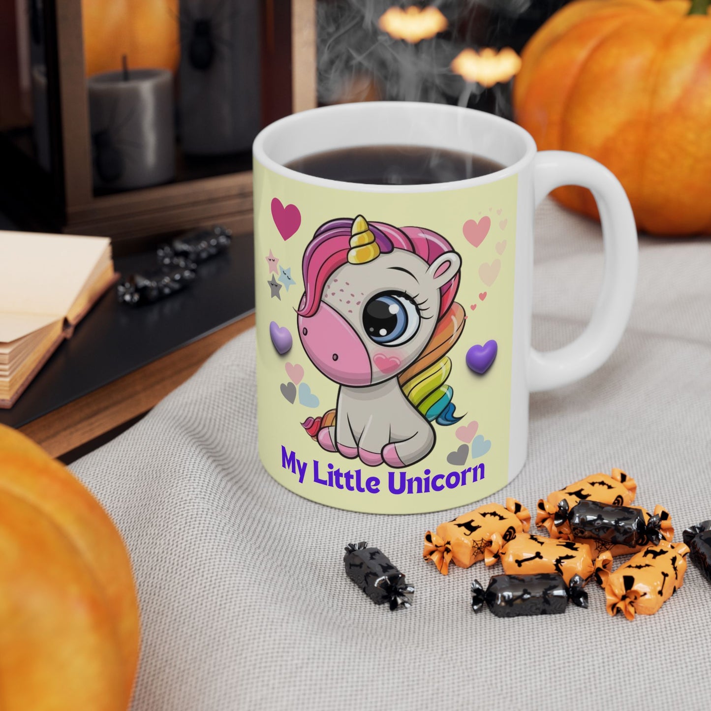 Little Unicorn Balloons Mug 11-15 Ounces Yellow