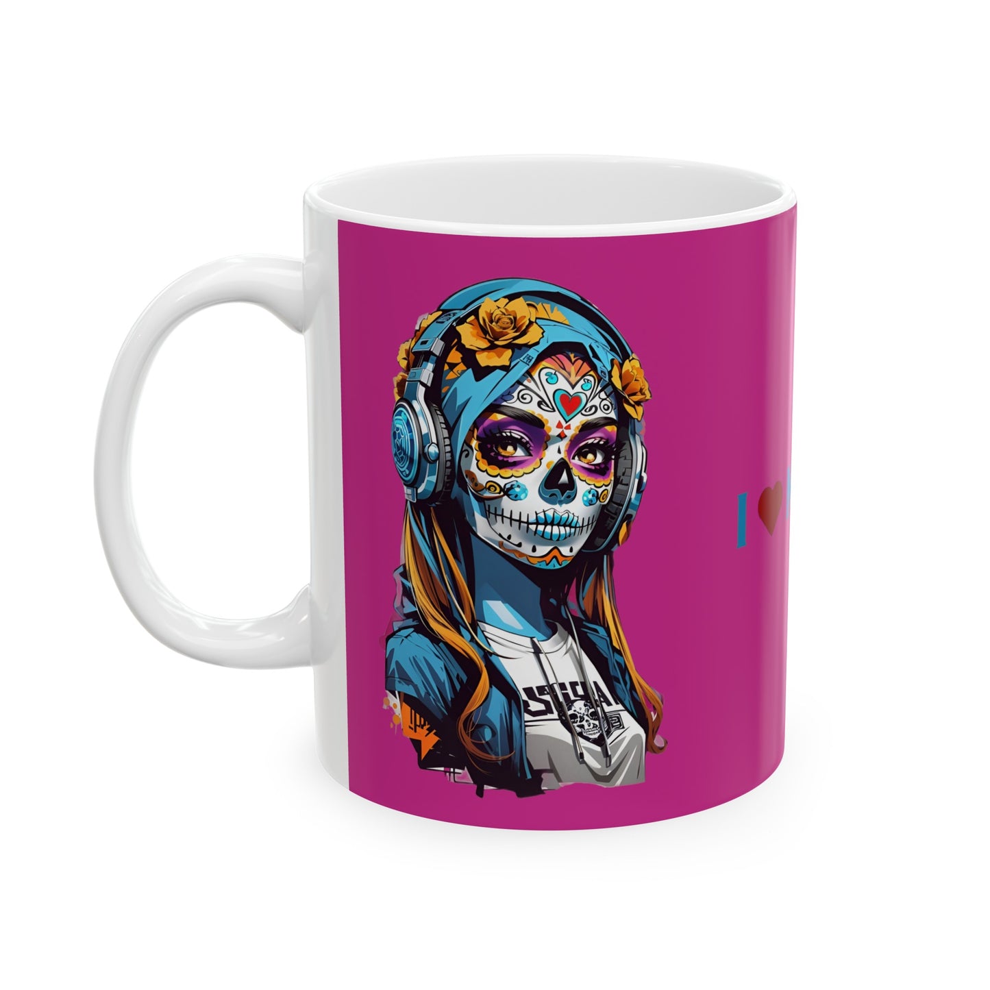 I Love Music Mug 11 Ounces Pink