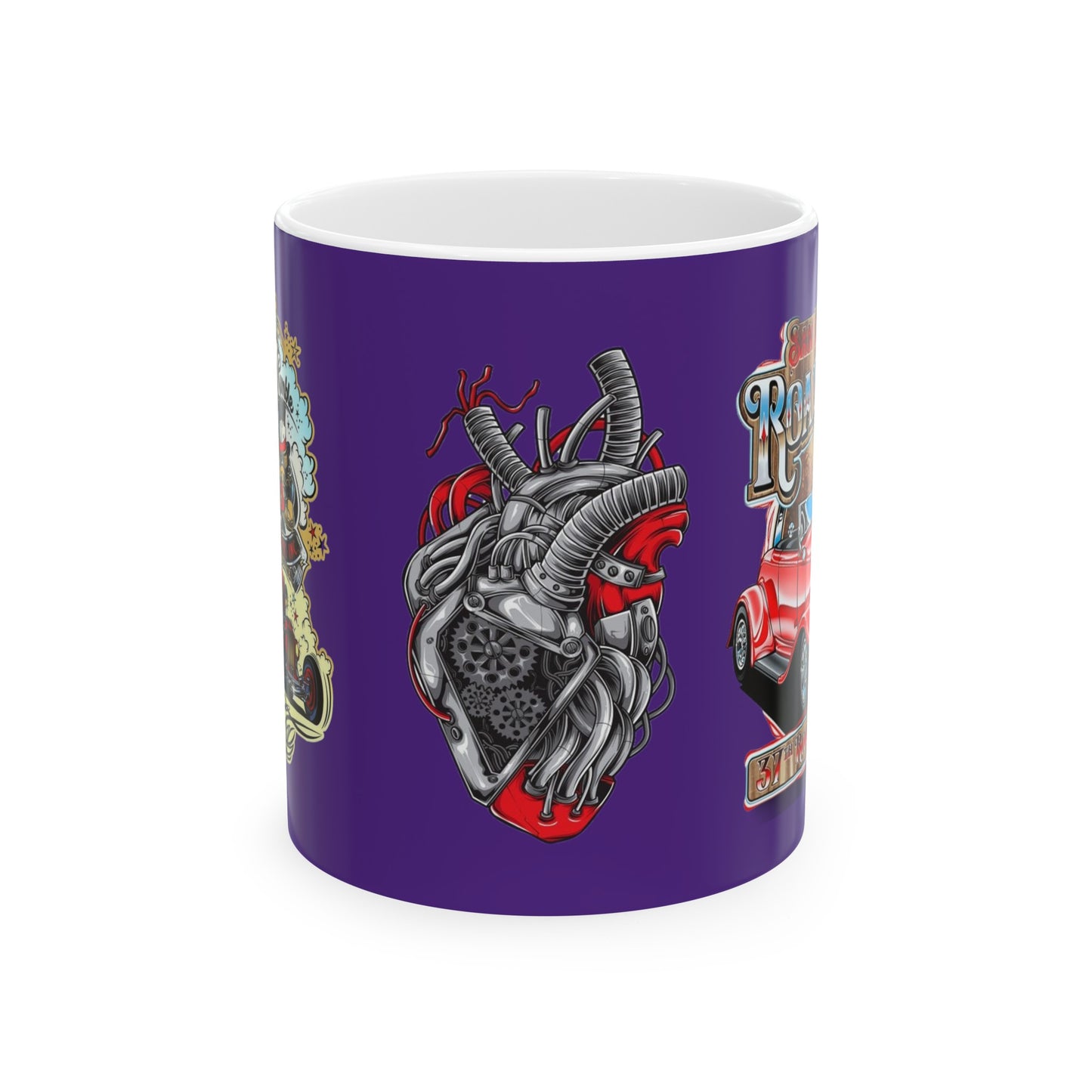 Roadsters Heart Engine Mug 11 Ounces Purple