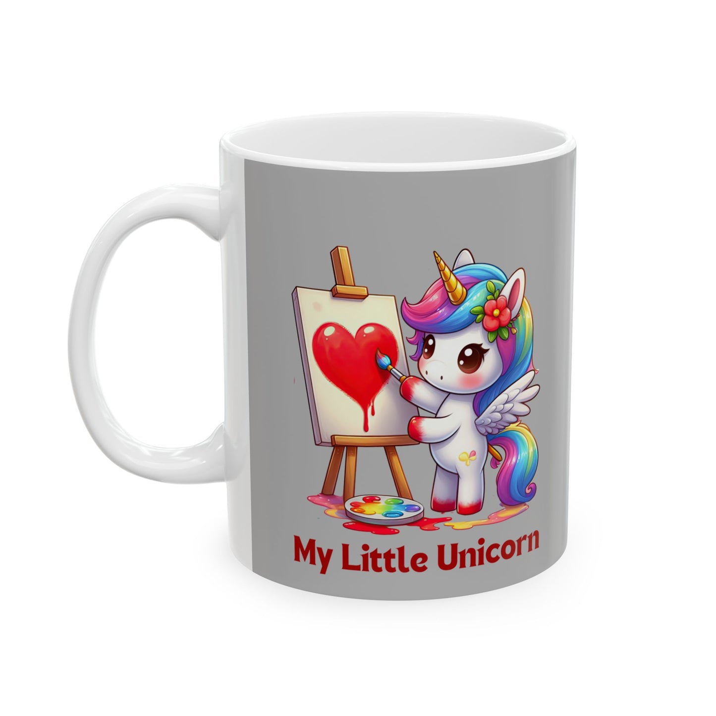 My Little Unicorn Heart Mug 11-15 Ounces Light Grey