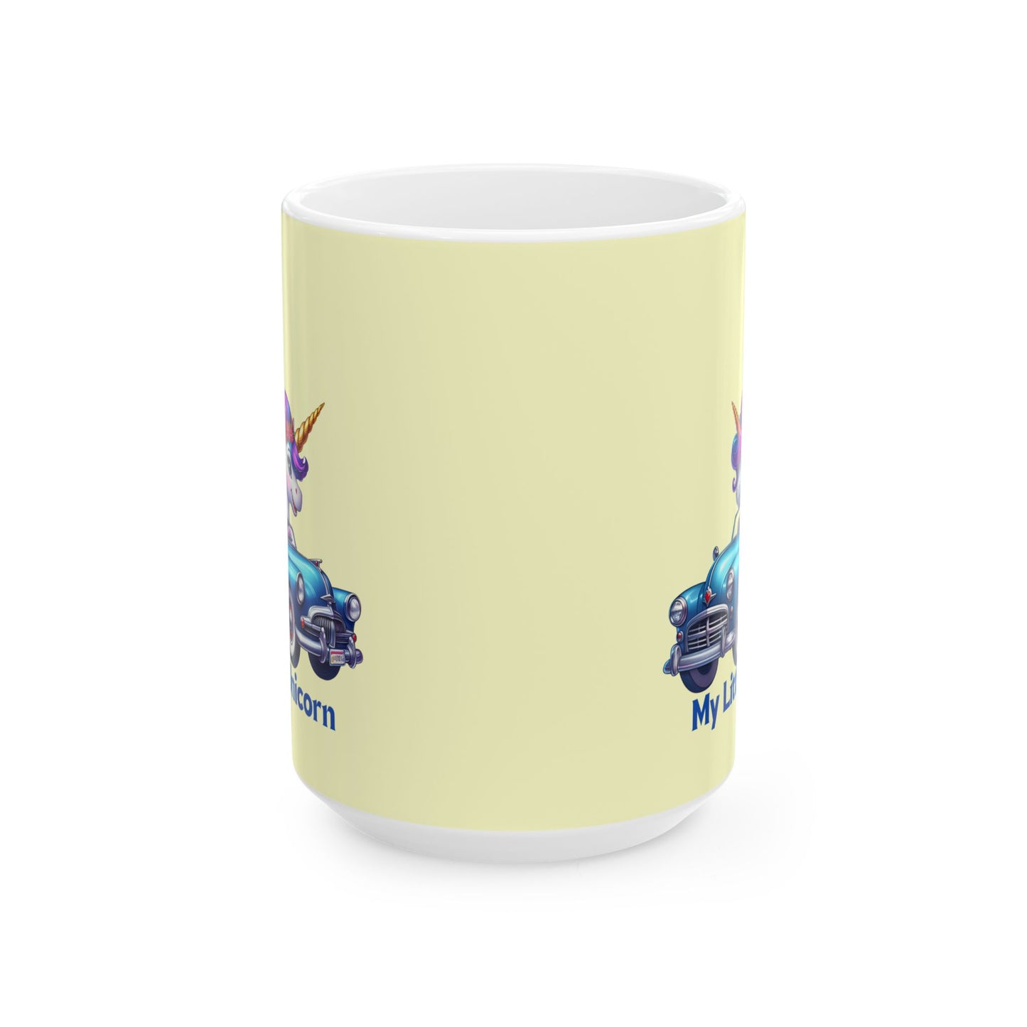My Little Unicorn Blue Car Mug 11-15 Ounces Yellow