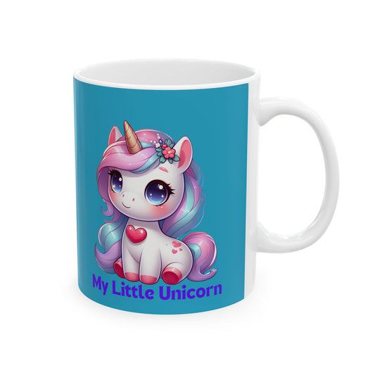 My Little Unicorn Heart Mug 11-15 Ounces Turquoise