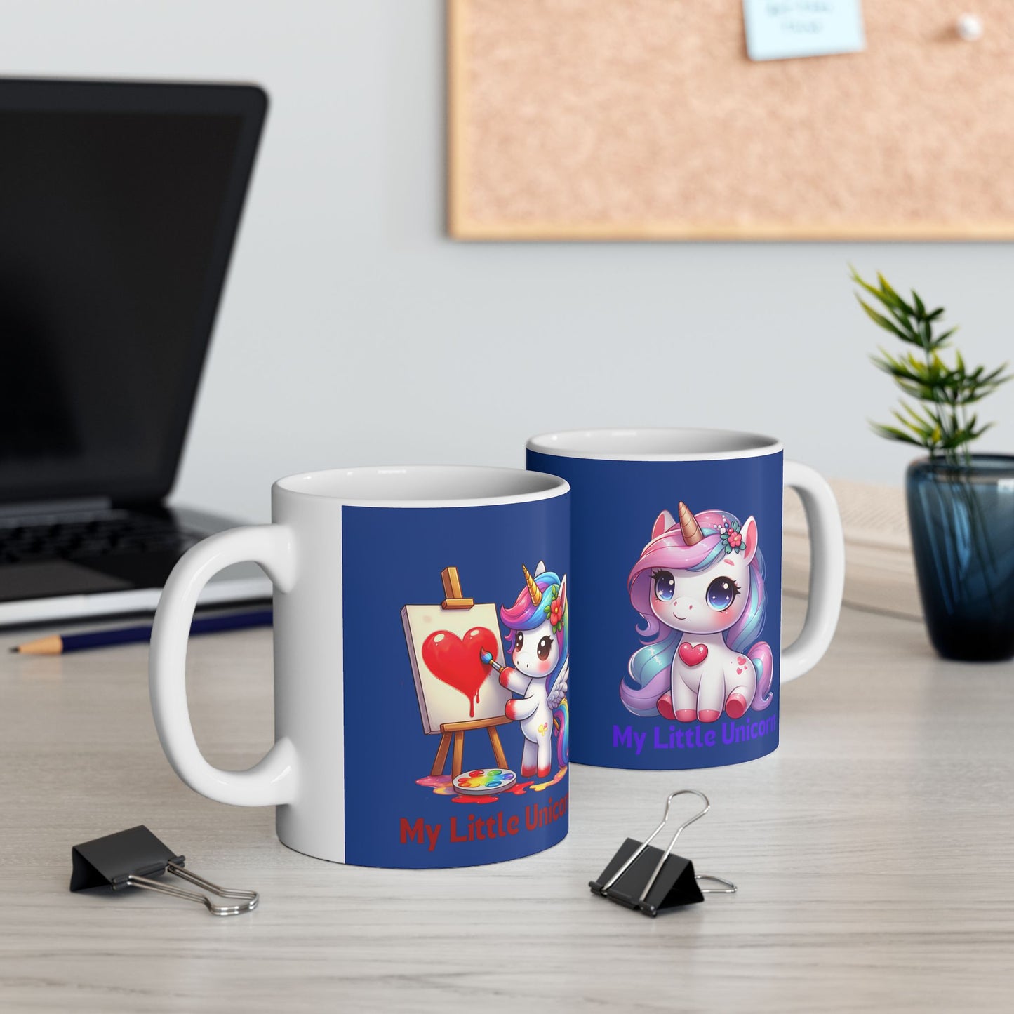 My Little Unicorn Heart Mug 11-15 Ounces Dark Blue