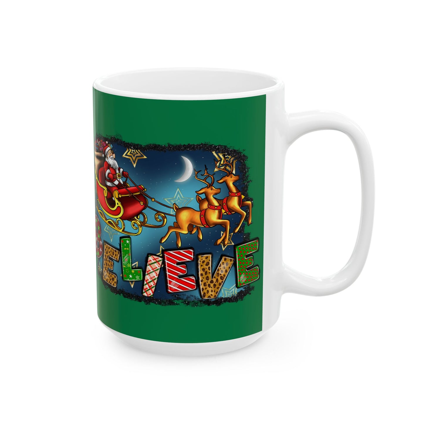 Merry Chritsmas Mug 11-15 Onces Dark Green