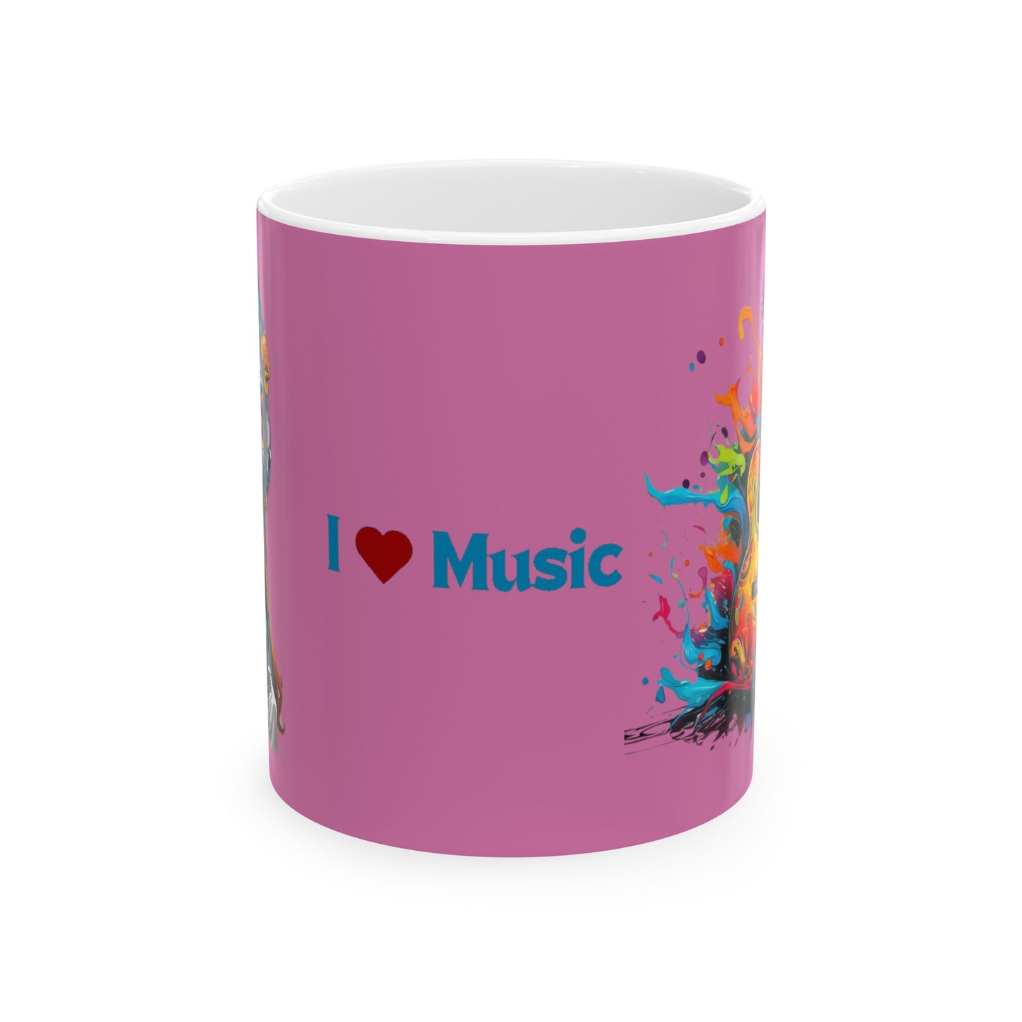 I Love Music Mug 11 Ounces Light Pink
