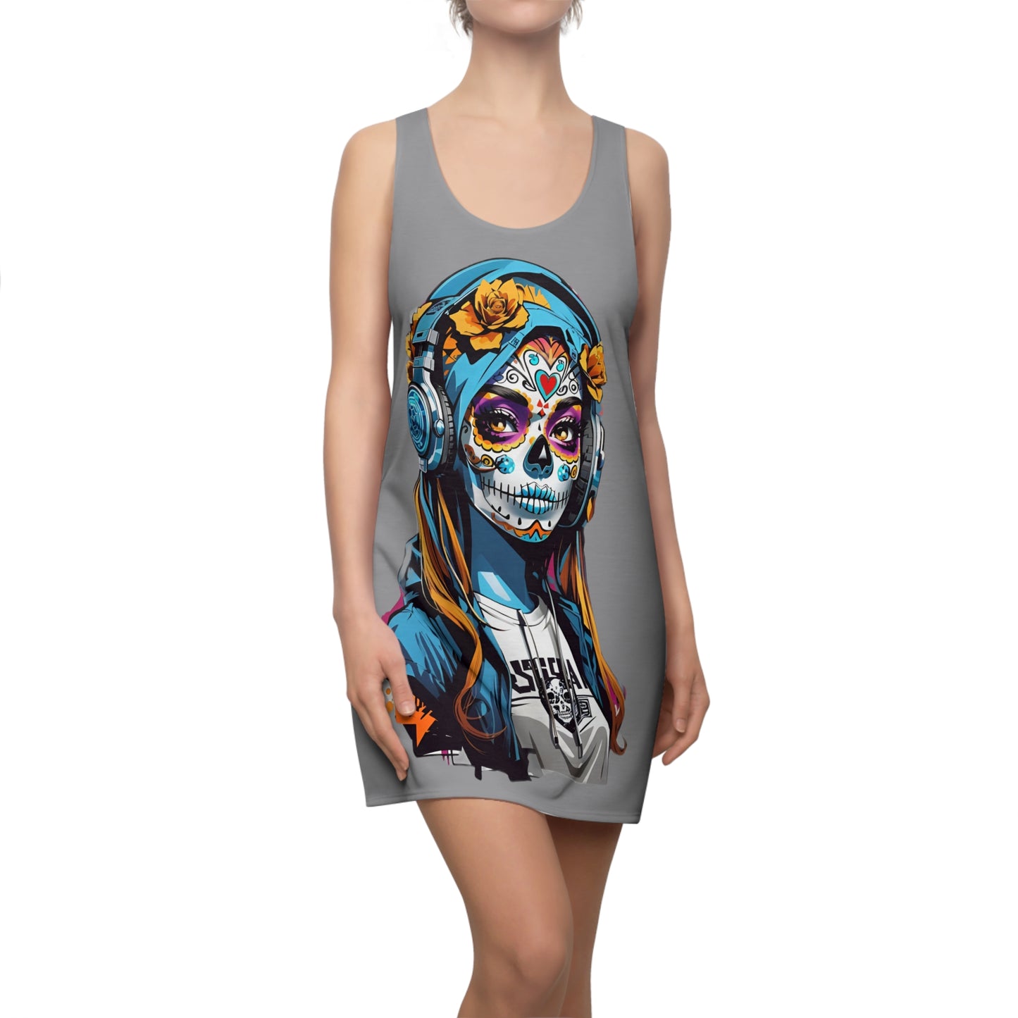 Face Music Women's Cut and Sew Racerback Dress Grey