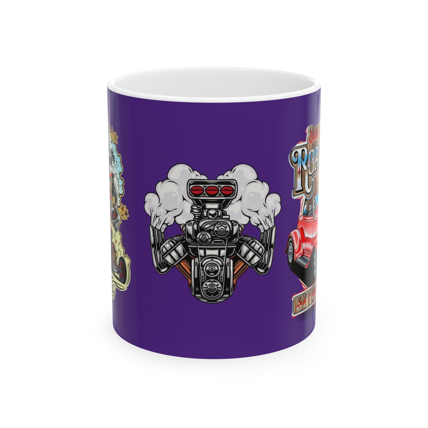 Roadsters Engine Mug 11 Ounces Purple