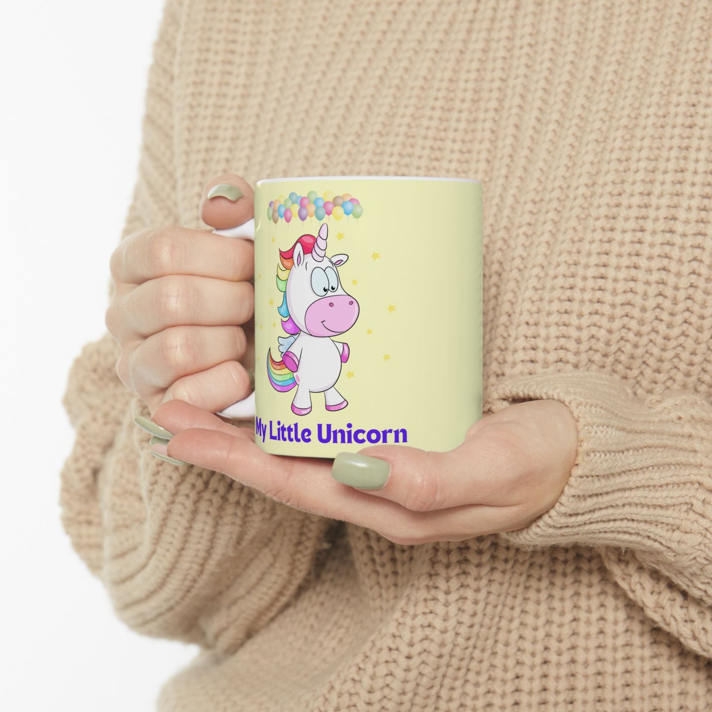 Little Unicorn Balloons Mug 11-15 Ounces Yellow