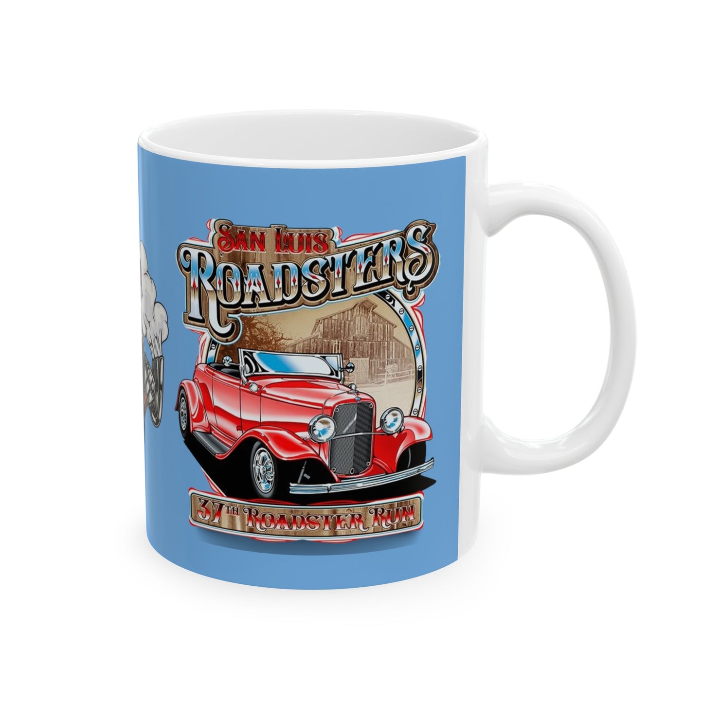 Roadsters Engine Mug 11 Ounces Light Blue