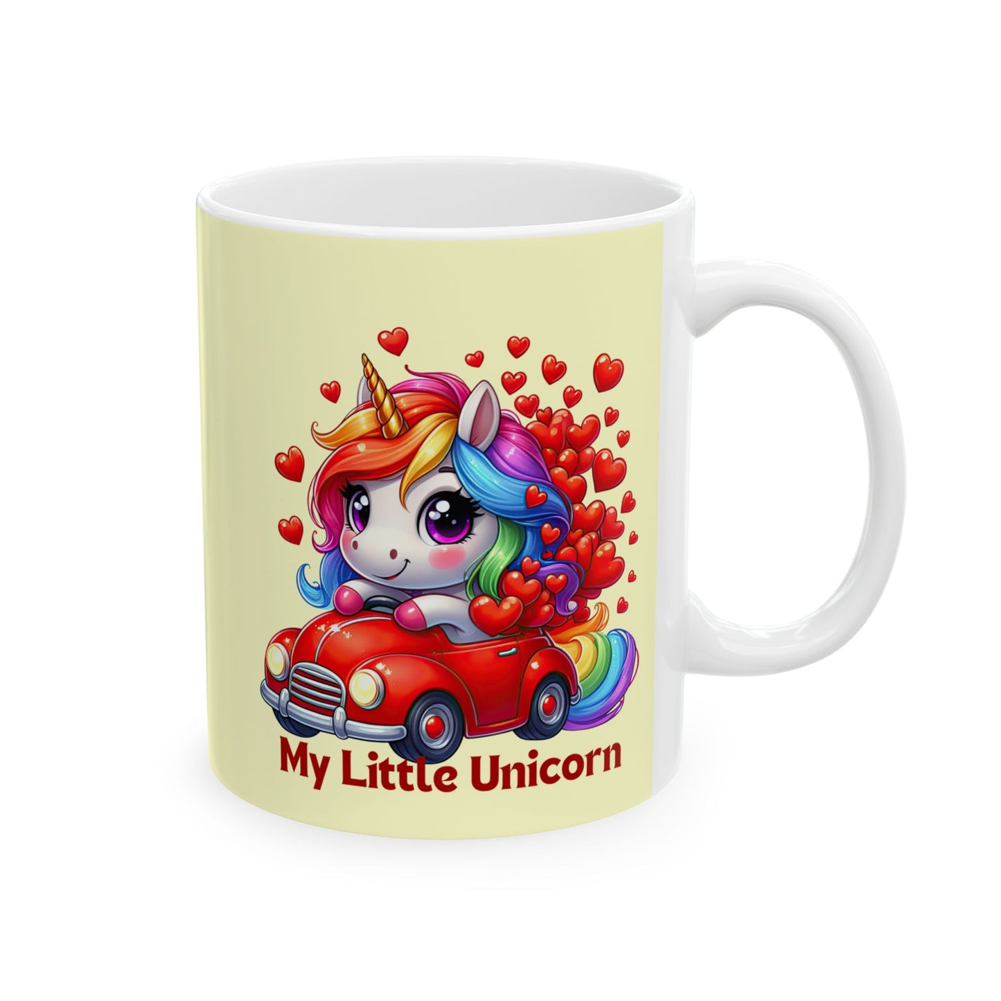 My Little Unicorn Red Car Mug 11-15 Ounces Yellow