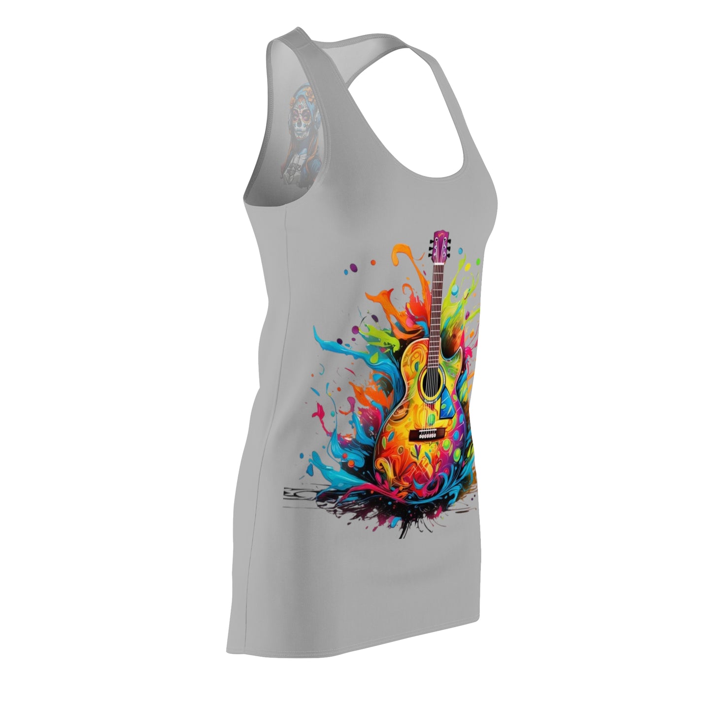 Guitar Women's Cut and Sew Racerback Dress Light Grey