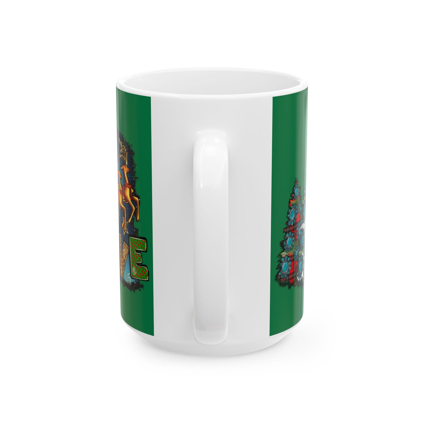 Merry Chritsmas Mug 11-15 Onces Dark Green