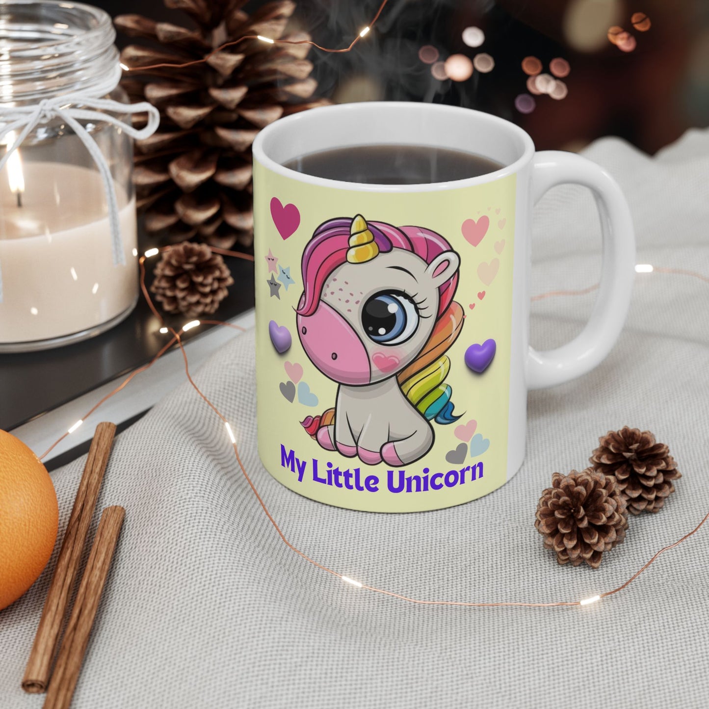 Little Unicorn Balloons Mug 11-15 Ounces Yellow